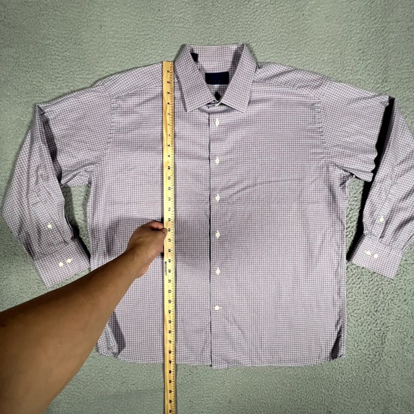 David Donahue Shirt Mens 18.5 34/35 Plaid Button Up 100% Cotton Casual Preppy - Picture 5 of 11